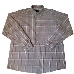 Ariat Pro Series Shirt Mens XL Gray Red Plaid Button Front Long Sleeve Western